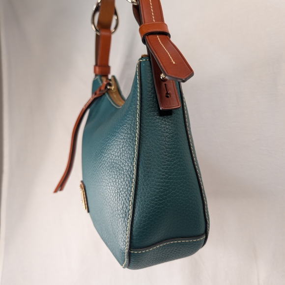 DOONEY & BOURKE Forest Green Pebble Grain Leather Small Hobo Bag Gold Hardware - Picture 13 of 15